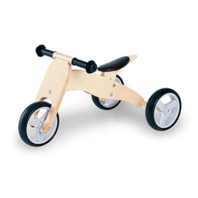 Immagine di Pinolino Charlie Mini Triciclo da corsa in legno a 4 vie convertibile 6 regolabile altezza per bambini 1,5 anni, naturale