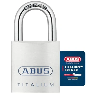 Immagine di ABUS Lucchetto Titalium 80TI/40 da cantina con corpo leggero e solido in alluminio speciale Livello di sicurezza 6 Argento