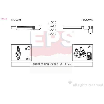 Immagine di EPS 1.499.246 Kit Cavi Accensione Made in Italy OE Equivalent RENAULT: CLIO 2, 3, TWINGO DACIA: Sandero I, Logan I Sedan