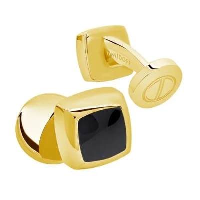 Immagine di DAVIDOFF ESSENTIALS Cufflinks Mini Gemelli camicia uomo quadrati in oro placcati con dettaglio smaltato nero Accessori per eventi