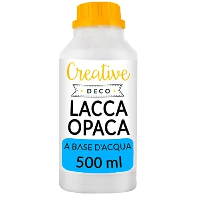 Immagine di Creative Deco Varnish Vernice Finale Opaca Bottiglia 500ml a Base d&#039;Acqua Finitura Trasparente, all Acqua per Legno, Argilla, Tessuti Impregnante Legno Esterno e Interno Decoupage