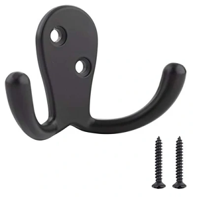 Immagine di Amazon Basics Curvato ganci per accappatoio, piatto, AB4900 FB, Set da 5, Nero Opaco