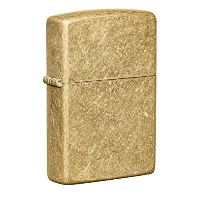 Immagine di Accendino Zippo® Tumbled Brass 49477, Antivento Ricaricabile Zippo, Realizzato in Metallo con Caratteristico &quot;click&quot; Color Oro, Made USA, Ottima Idea Regalo