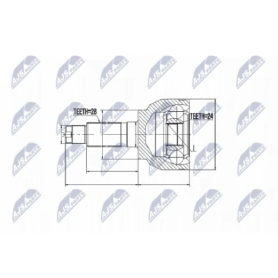 Immagine di NTY NPZ MZ 046 Kit Giunto Omocinetico Cambio manuale Assale anteriore Dx, sul lato del cambio, Sx MAZDA: 5, 3 Hatchback