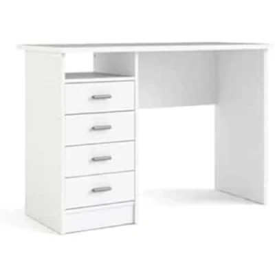 Immagine di Dmora Scrivania lineare con Quattro, Colore Bianco, Misure 110 x 76 48 cm, 4 Cassetti