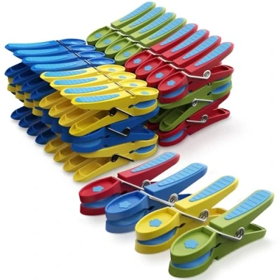 Immagine di PORTENTUM Mollette per Bucato con Gomma Antiscivolo, Confezione da 48, Multicolore. Non Lascia Segni, Indumenti Delicati, Resistente all&#039;Esterno, Lunga Durata, Multiuso, Ecologiche, 8,0x3,3x1,5cm