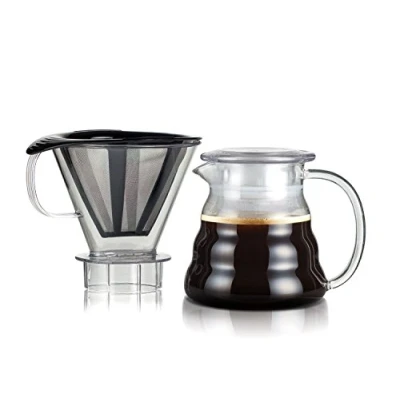 Immagine di Bodum MELIOR Caffettiera Permanente a Maglia fine in Acciaio Inox, 0,6 L, con Porta Filtro Tritan, 15.1 cm