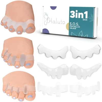 Immagine di HALUTO 3 paia / 6 pezzi Separatore Dita piede Distanziatore piedi Raddrizza alluce valgo correttore Divaricatore a martello