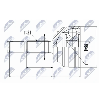Immagine di NTY NPZ RE 054 Kit Giunto Omocinetico Assale anteriore Sx, Dx DACIA: Logan I MCV, Sandero