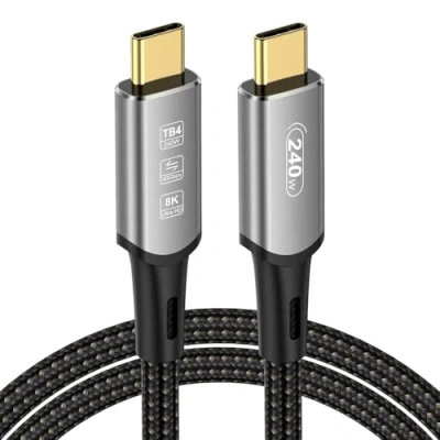 Immagine di DGHUMEN cavo USB 4 con Thunderbolt 1 m, 240 W, di ricarica 40 Gbps, dati 8 K @ 60 Hz, 120 Hz HDR, PD3.1, C a per iPhone 15Pro, Macbook, iPad Pro, SSD, laptop, monitor,