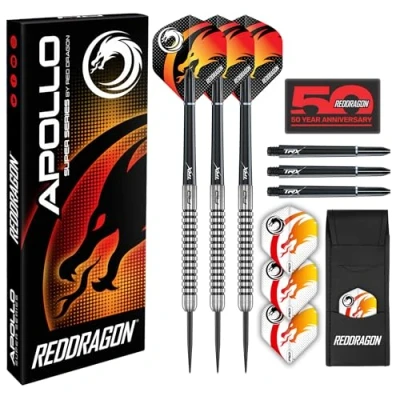 Immagine di Apollo 24g Freccette in Ottone con Alette freccetta, gambi Freccette, Astuccio per &amp; Red Dragon Carta Checkout