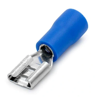 Immagine di Heschen Terminali per cavi isolati in vinile, 4,8 x 0,5 mm, 1,5 2,5 mm² (16 14 AWG) blu, confezione da 100