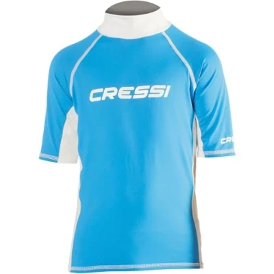 Immagine di Cressi RashGuard Junior Maglia Protettiva in Tessuto Elastico con Protezione solare UV (UPF) 50+, Blu (Azzurro/Bianco), XS/1 (Taglia del produttore:5 Anni)
