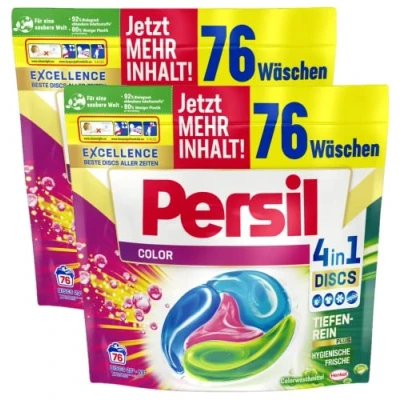 Immagine di Persil Color 4 in 1 DISCS, 152 (2 x 76 lavaggi), detersivo per colori con tecnologia Deep Pure Plus vivaci, ingredienti biodegradabili al 92%