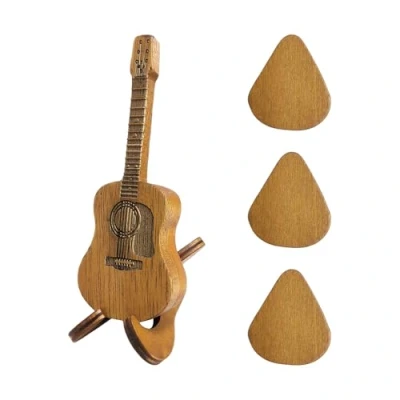Immagine di 1 Set Di Plettri Per Chitarra, Plettro In Legno, Supporto Plettri, Portatile, Accessori Chitarra