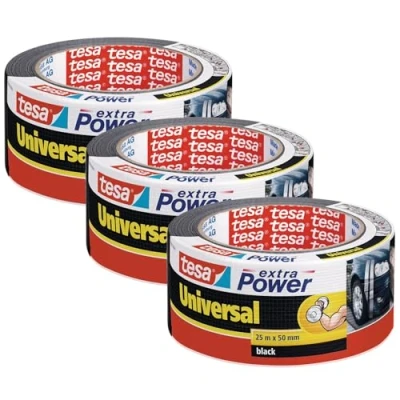 Immagine di tesa extra Power® UNIVERSAL 56388 Nastro in tessuto Nero (L x L) 25 m 50 mm 3 pz.