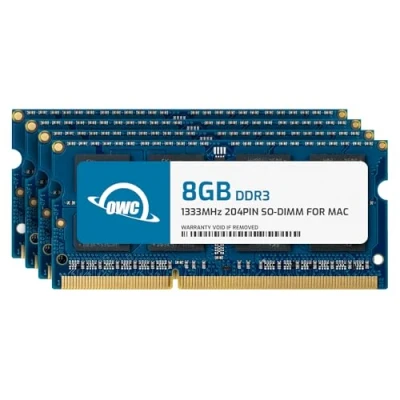 Immagine di OWC Kit di aggiornamento Memoria DDR3 SO DIMM PC3 10600 CL9 da 32 GB (4 x 8 GB) 1333 MHz per iMac (OWC1333DDR3S32S)