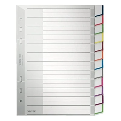 Immagine di Leitz Divisori per Raccoglitori con 12 Tasti, Formato A5, Sistema di Linguette Intercambiabili, Grigio, in Polipropilene Robusto, 12750000