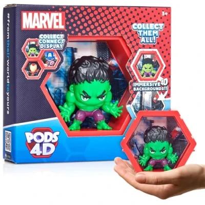 Immagine di WOW! PODS Marvel Hulk 4D Personaggio unico da collezione con testa Bobble head che esplode dal loro mondo nel tuo Espositore parete o scaffale Giocattoli e regali Serie 1 n. 412