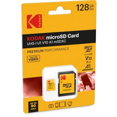 Immagine di Kodak EKMSDM128GXC10K Premium Scheda di memoria microSDXC da 128 GB, ad alta velocità, adattatore SD UHS I, U1, fino a 85 MB/sec