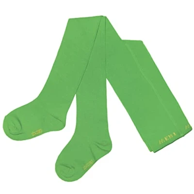 Immagine di Weri Spezials, collant per bambini e bambine, in tinta unita, diversi colori alla moda, di cotone, verde erba, 74 cm