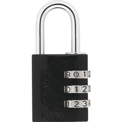 Immagine di ABUS Lucchetto a combinazione 145/30 nero per bagagli, armadietti e molto altro. in alluminio codice numerico regolabile individualmente livello di sicurezza 3