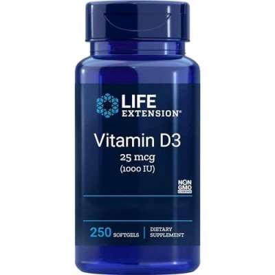 Immagine di Life Extension, Vitamina D3, 1000 UI (25mcg), 250 Capsule Morbide, Testato in Laboratorio, Senza Glutine, Soia, Non OGM