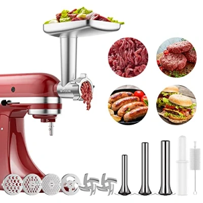 Immagine di GVODE Accessorio per tritacarne KitchenAid robot da cucina, inclusi 3 corni salsicce, accessori