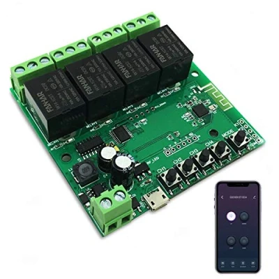 Immagine di Newgoal Modulo relè Smart Switch WiFi a 4 canali, TUYA/App Life per telecomando Home, tempo momentaneo regolabile, compatibile con Alexa/Google Assistant
