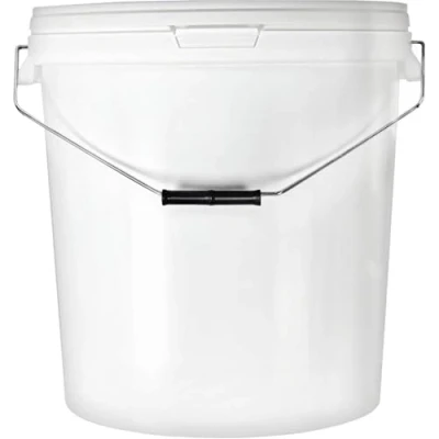 Immagine di BenBow Secchio con coperchio 20l bianco 20x 20 litri sicuro per gli alimenti, stabile, ermetico, a prova di perdite contenitore la conservazione in plastica, manico metallo vuoto