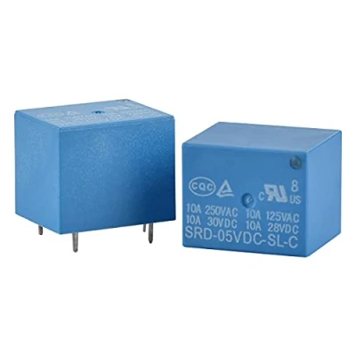Immagine di Heschen relè per circuito stampato, SRD 05VDC SL C, 5VDC, SPDT, 10A 250VAC, terminali a 5 pin, confezione da 2