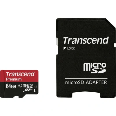 Immagine di Transcend Premium Scheda microSDXC 64 GB Class 10, UHS I incl. Adattatore SD