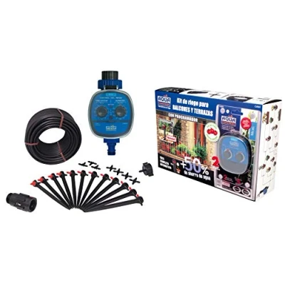 Immagine di Aqua Control Irrigazione a Goccia per Balconi Programmatore C4099N + 12 Gocciolatori autocompensanti da 2 l/h Microtubo 4 mm, Kit C4061