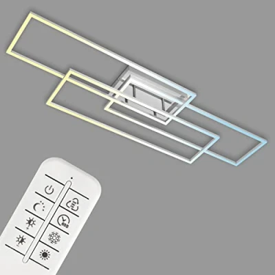 Immagine di BRILONER Lampada da soffitto LED, dimmerabile, plafoniera LED con telecomando, cornice temperatura colore regolabile, cromo alluminio, 1165x330x95 mm