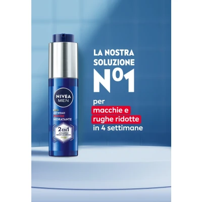 Immagine di NIVEA MEN Power crema idratante 2 in 1 antimacchia e antirughe (1 x 30 ml), viso antietà con protezione FP30, solare Luminous 630 acido ialuronico