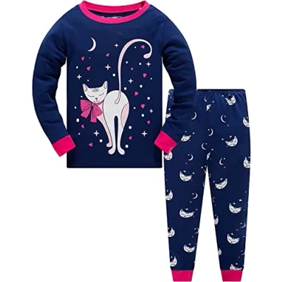 Immagine di Qzrnly Bambine 2 Pezzi Pigiama a Maniche Lunghe per Ragazze Pajama Set 100% Cotone,Stile 4,5 6 Anni