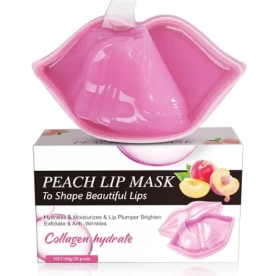 Immagine di Lip Mask, Collagene Maschera per le Labbra Idratanti Anti invecchiamento, 20Pcs Dormire la Cura delle Labbra, Adatto a Labbro Secco e Crepe (Pesca)
