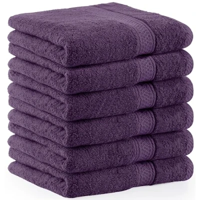 Immagine di Utopia Towels Set di 6 (50 x 100 cm), Asciugamani Mani, Per Le Altamente Assorbenti Con Gancio, 100% Cotone (Prugna)