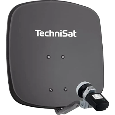 Immagine di TechniSat DIGIDISH 45 antenna parabolica per 1 partecipante (piccola di cm set completo con supporto a muro e cercatore satelliti V/H LNB) grigio
