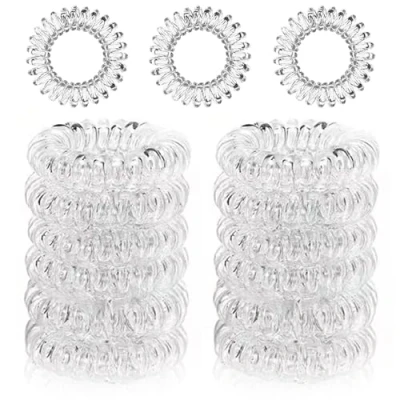 Immagine di 12 Pezzi Elastici per capelli a Spirale,Elastici da donna,Elastici Spirale Cavo telefonico,Elastici capelli, Fasce Donne e Ragazze (trasparente）