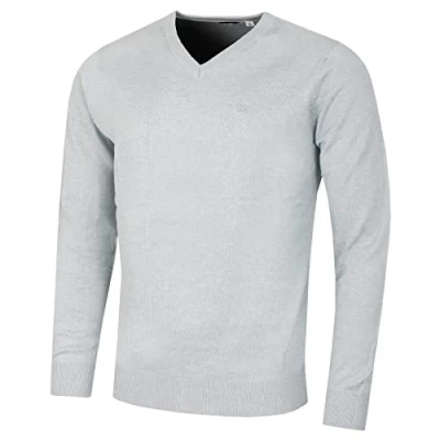 Immagine di Calvin Klein Maglione da uomo con scollo a V in cotone morbido, Blu chiaro Marl, M