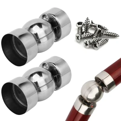 Immagine di 2 connettori per corrimano in acciaio inox da 45 mm, ultra sottili, 0,4 accessori universali scale, corrimano, angolari con 8 viti