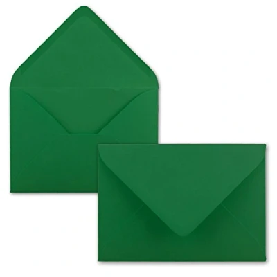 Immagine di 25x Buste B6 17,5 x 12,5 cm Verde Colla umida con lembo a punta 120 g/m² Per matrimoni, biglietti di auguri, inviti