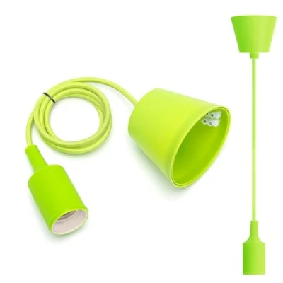 Immagine di Aigostar Lampada a Sospensione in Silicone,Lampada con 100cm Cavo,Portalampada E27 Compatibile Paralume,Verde