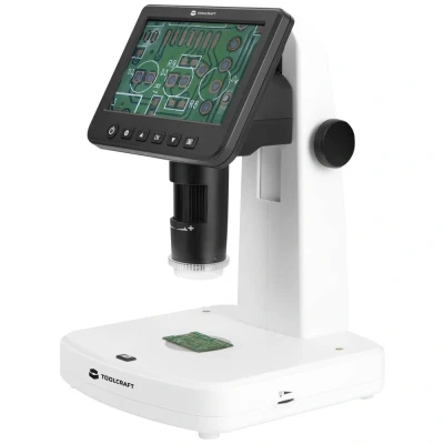 Immagine di TOOLCRAFT TO 9076404 12,7 cm (5 pollici) microscopio digitale LCD con polarizzatore 300 x Luce riflessa, trasmessa
