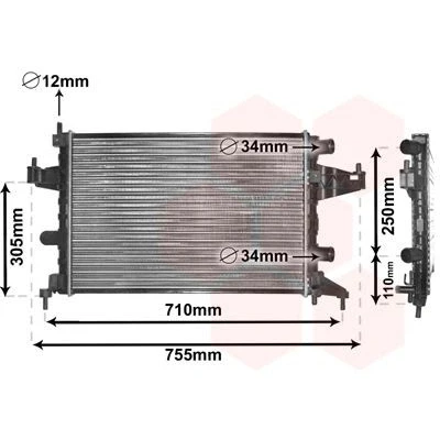 Immagine di VAN WEZEL 37002303 Radiatore motore Alluminio 540 375 26 Alette di raffreddamento montate meccanicamente OPEL: Corsa C Hatchback