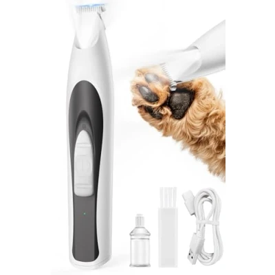 Immagine di oneisall Regolabampa con luce a LED, trimmer per cani lama larga 20 mm, zampe di animali domestici 35 dB, basso rumore, senza fili, piccola (Argento) (Bianco)