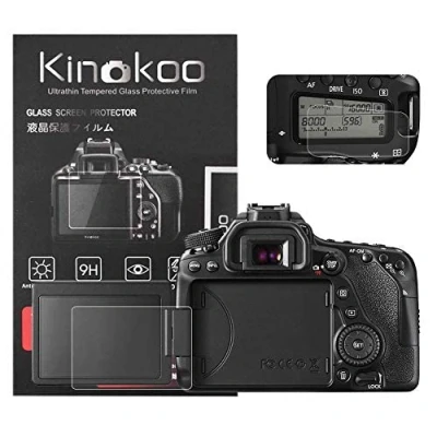 Immagine di kinokoo Pellicola in vetro temperato per Canon EOS 70D/80D/90D Clear Screen 70D 80D con protezione dello schermo superiore (2 pezzi)