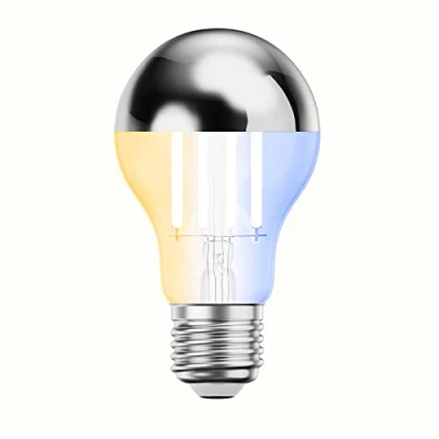 Immagine di ledscom.de lampadina LED E27, A60, bianco caldo freddo (2700 7000 K), 4,8 W, 486lm, Smart Home, WLAN, Alexa, specchio per la testa (argento), lampadina, base a risparmio