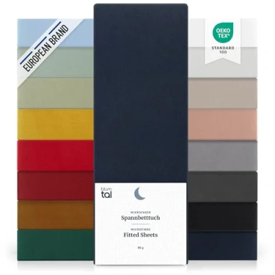 Immagine di Blumtal lenzuolo con angoli una piazza e mezza 150x200 cm sotto in microfibre certificato Oekotex lenzuola colore blu scuro
